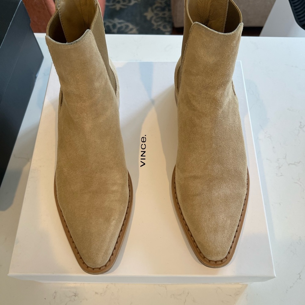 Vince Tan Suede Ankle Boots